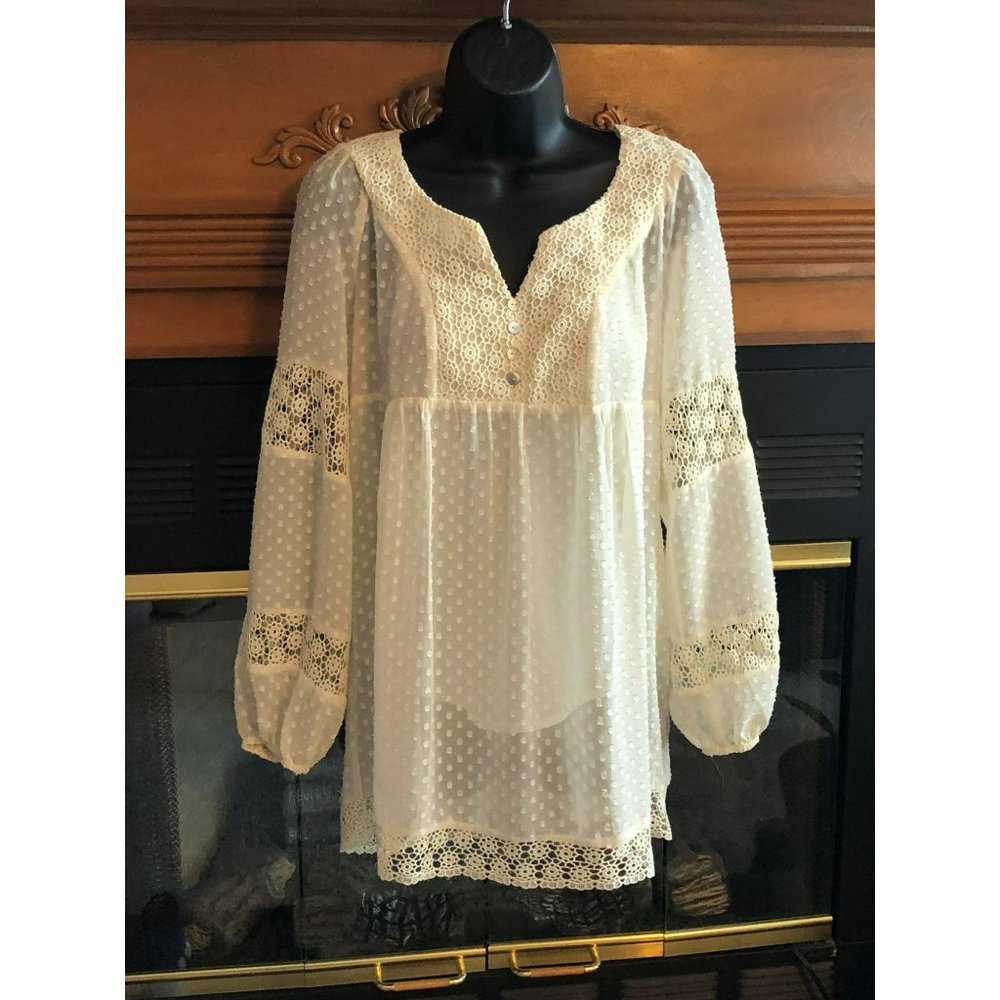 Daniel Rainn Sheer Boho Top Small